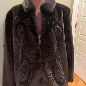 Elegant Brown Faux Fur Jacket